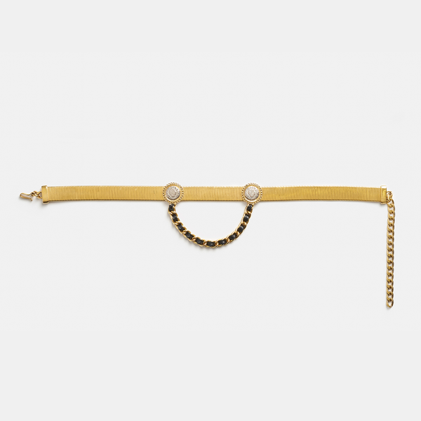 Gold Chain Waist Belt with Center Drop Women Gold Metal Chain Drop Dangle Dramatic Style Artsy Look  main image 4