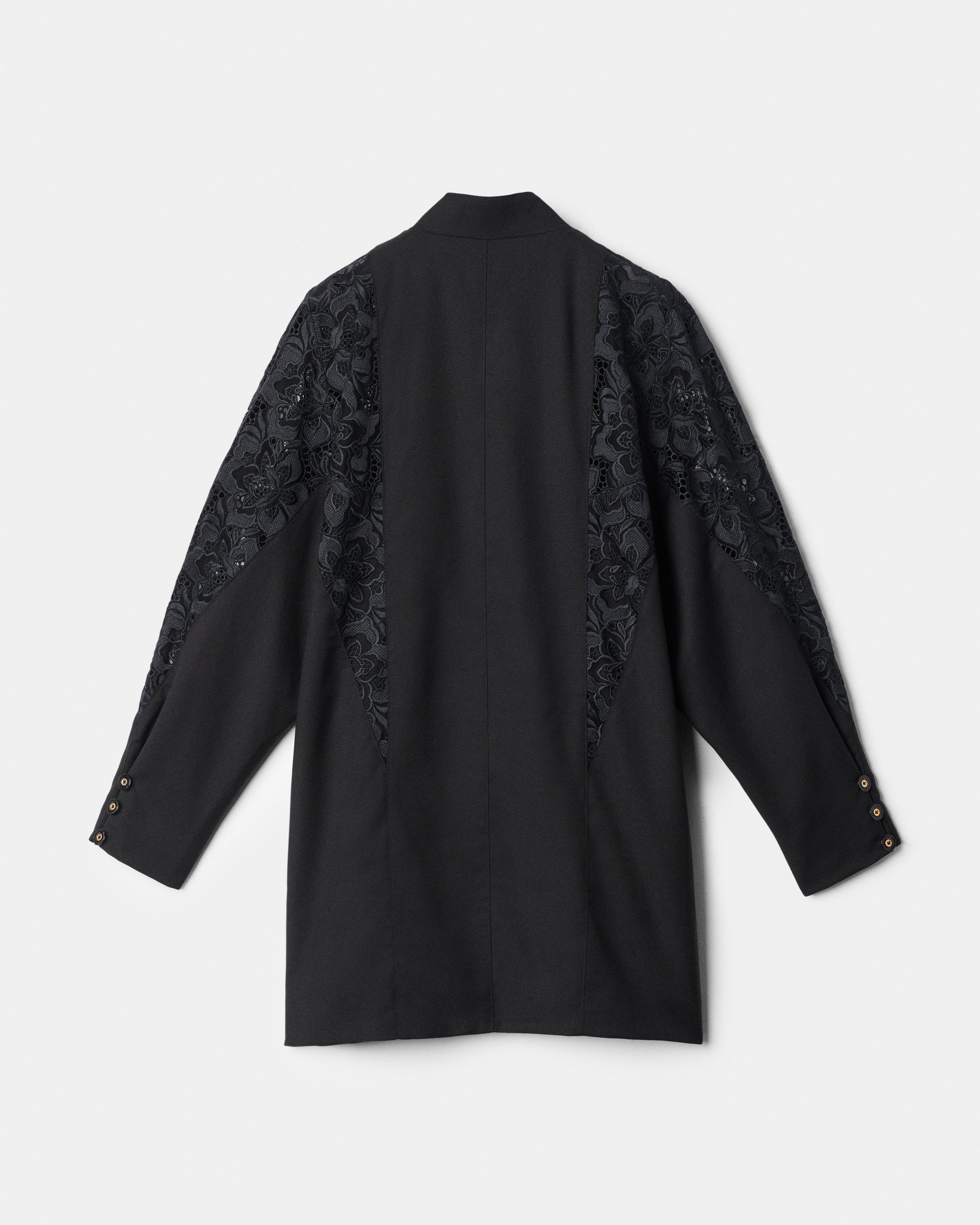 Ines Lace Dress Black Twill / Black Lace / XS