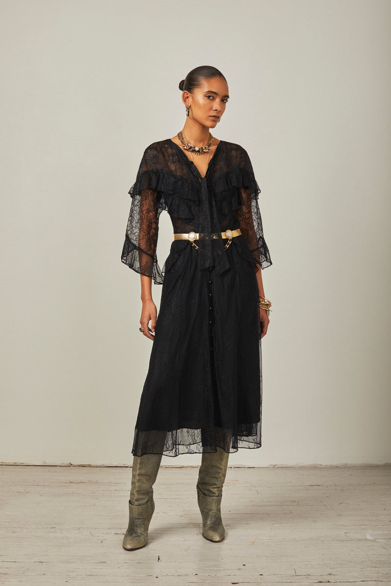 majorelle black lace dress MAJORELLE LACE DRESS Maison Mayle