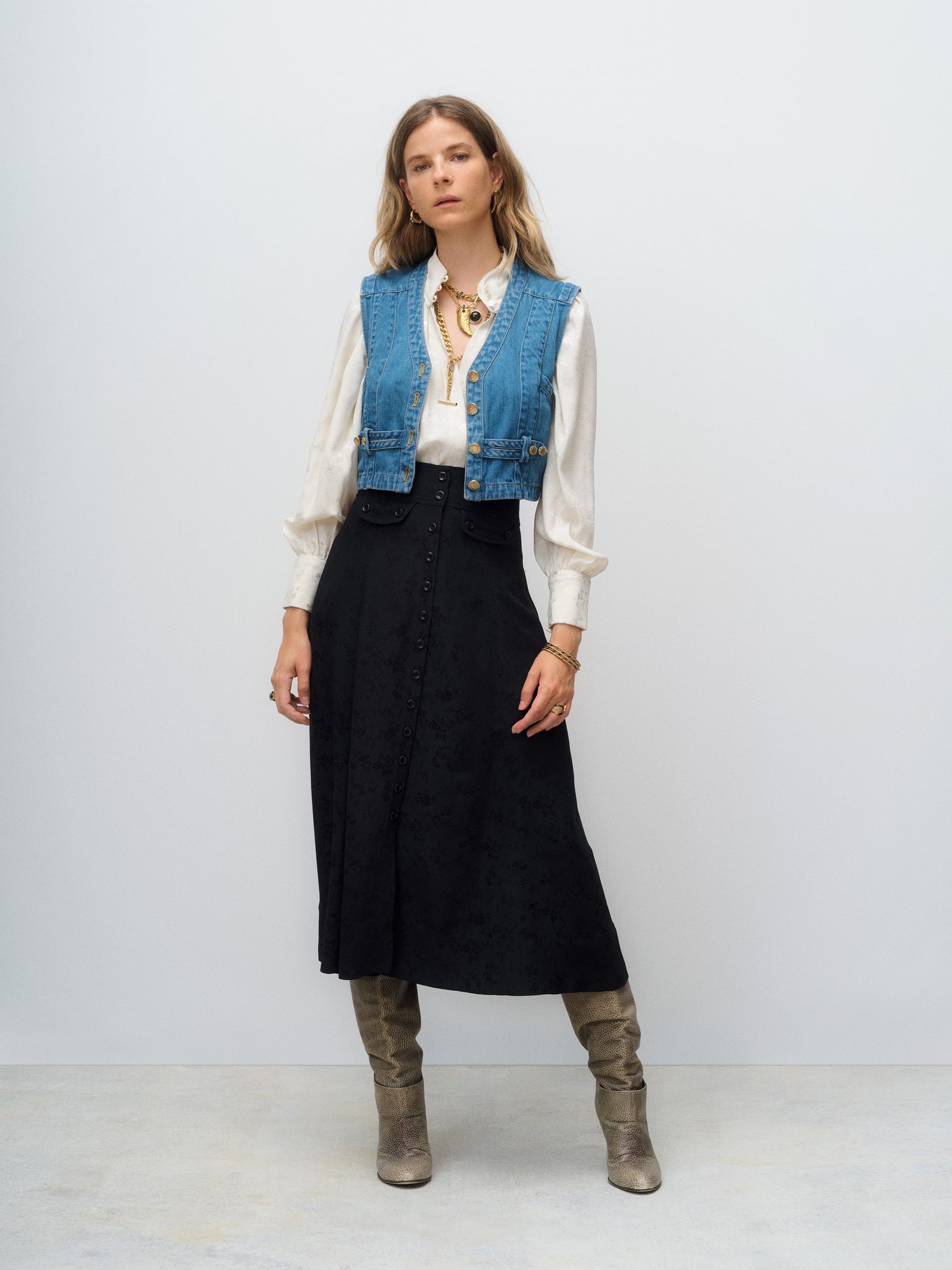【SIENNE】 Mia Skirt /追跡付 Women's Cargo midi skirt in recycled nylon | Grey | Diesel